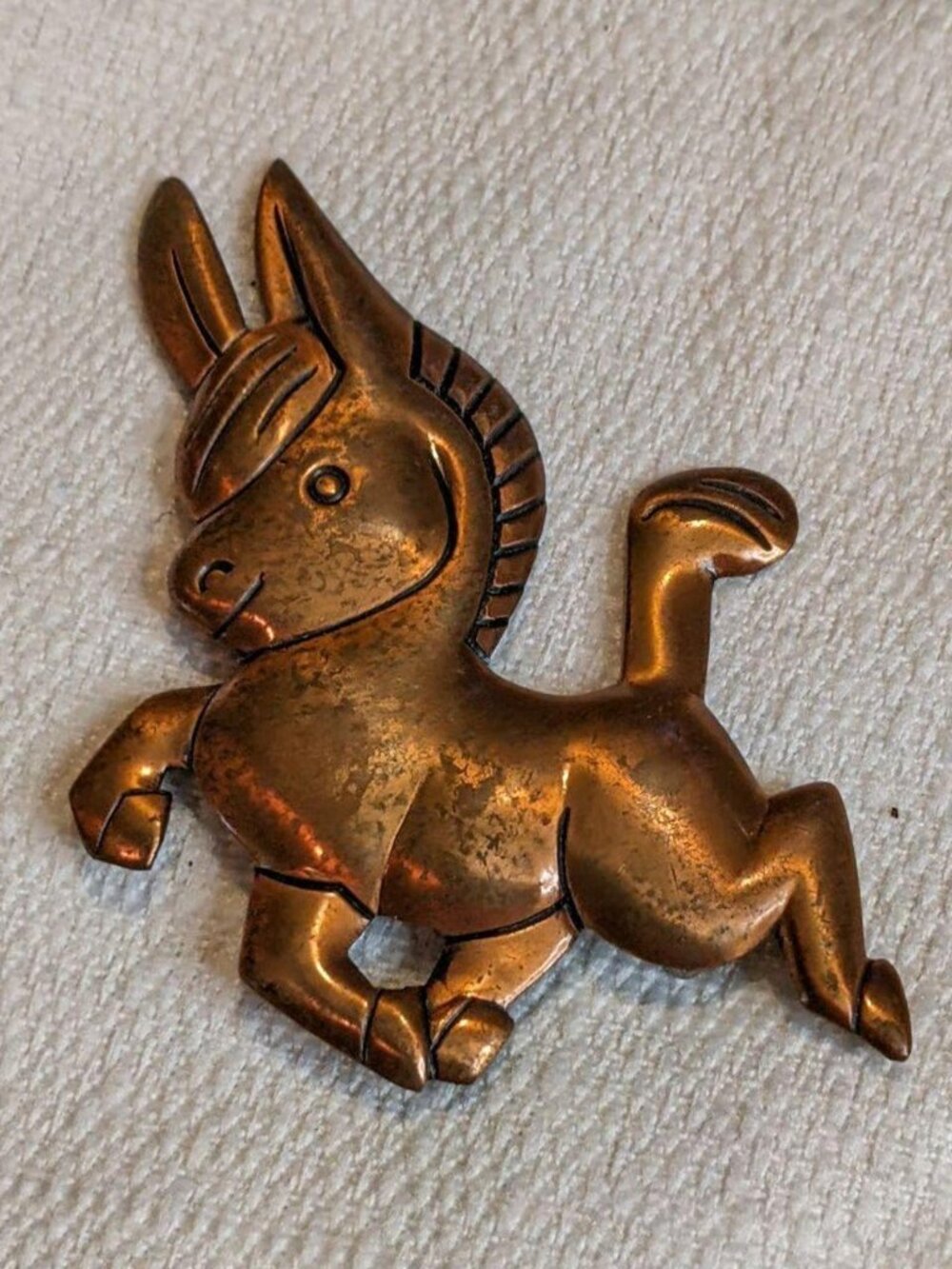Vintage Bisbee copper donkey brooch Western jewelry